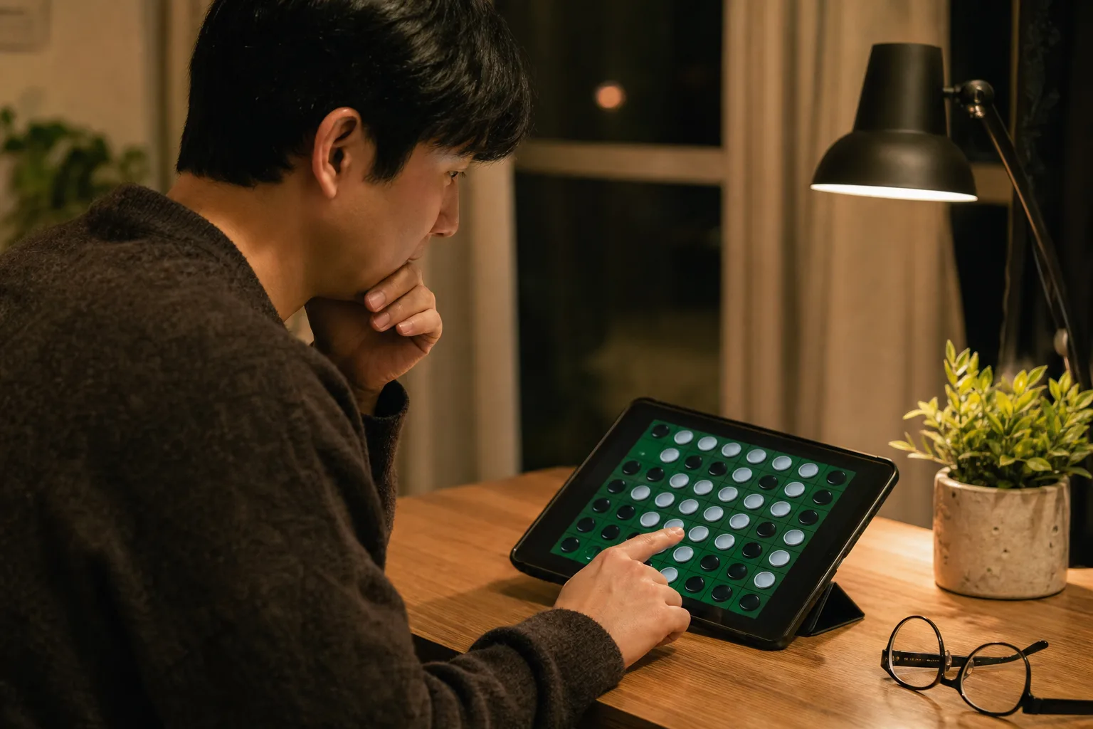 A Reversi game being reviewed move by move
